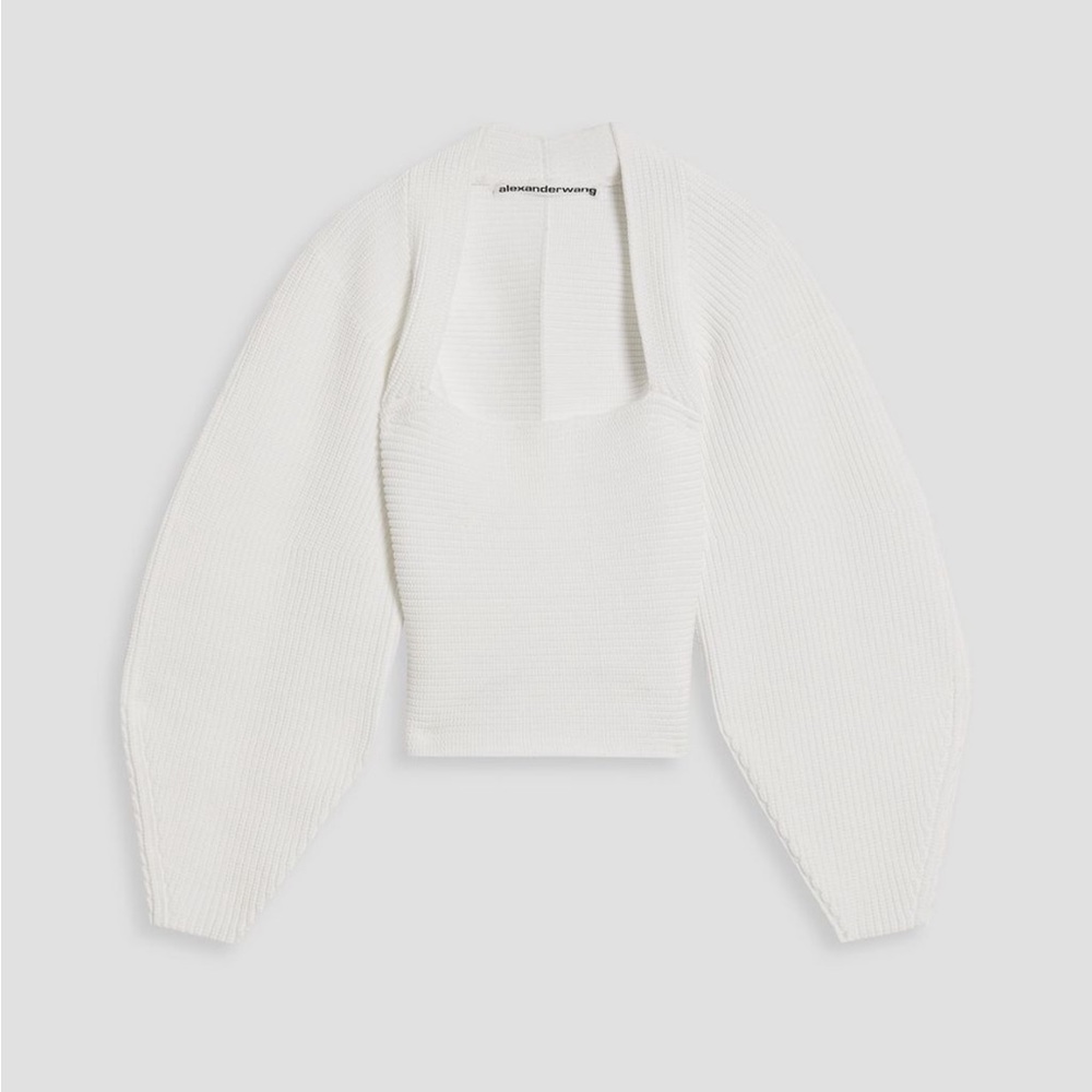 Alexander Wang Integral shrug ribbed-knit sweater, XS, white